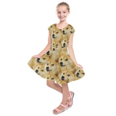 Doge, Memes, Pattern Kids  Short Sleeve Dress by nateshop