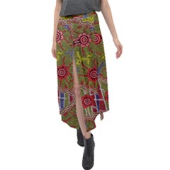 Authentic Aboriginal Art - Connections Velour Split Maxi Skirt by hogartharts