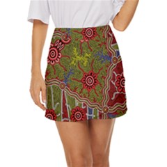 Authentic Aboriginal Art - Connections Mini Front Wrap Skirt by hogartharts