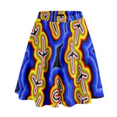 Authentic Aboriginal Art - Emu Dreaming High Waist Skirt by hogartharts