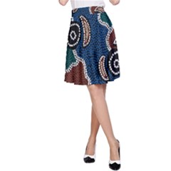 Authentic Aboriginal Art - Riverside Dreaming A-line Skirt by hogartharts