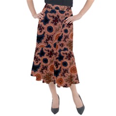 Authentic Aboriginal Art - Pathways Midi Mermaid Skirt by hogartharts