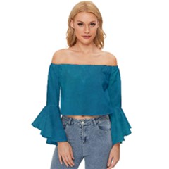 Blue Stone Texture Grunge, Stone Backgrounds Off Shoulder Flutter Bell Sleeve Top