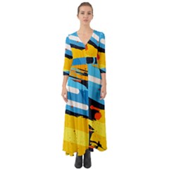 Colorful Paint Strokes Button Up Boho Maxi Dress by nateshop