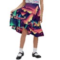 Cityscape Building Painting 3d City Illustration Kids  Ruffle Flared Wrap Midi Skirt View1