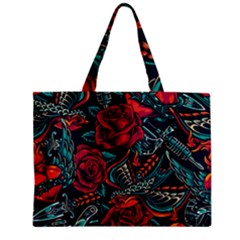 Vintage Flash Tattoos Designs Seamless Pattern Zipper Mini Tote Bag by Bedest
