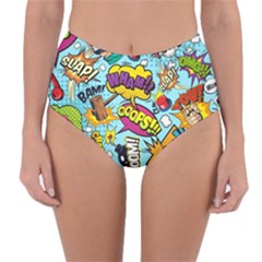 Graffiti Word Seamless Pattern Reversible High-waist Bikini Bottoms by Bedest