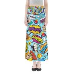 Graffiti Word Seamless Pattern Full Length Maxi Skirt by Bedest