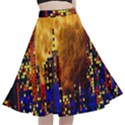 Skyline Frankfurt Abstract Moon A-Line Full Circle Midi Skirt With Pocket View1