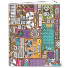 Pattern Design Art Techno  Dj Music Retro Music Device 8  X 10  Softcover Notebook by Cemarart