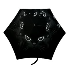 Black Cat Face Mini Folding Umbrellas by Cemarart
