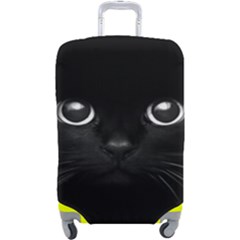 Black Cat Face Luggage Cover (large) by Cemarart