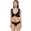 Black Cat Face Low Cut Ruffle Edge Bikini Set View1