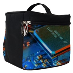 Gray Circuit Board Electronics Electronic Components Microprocessor Make Up Travel Bag (small) by Cemarart