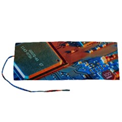Gray Circuit Board Electronics Electronic Components Microprocessor Roll Up Canvas Pencil Holder (s) by Cemarart