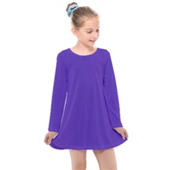 Ultra Violet Purple Kids  Long Sleeve Dress by bruzer