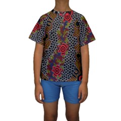 Authentic Aboriginal Art - Gathering 2 Kids  Short Sleeve Swimwear by hogartharts