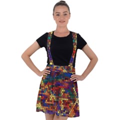 Zig Zag Pattern Geometric Design Velvet Suspender Skater Skirt by Ndabl3x