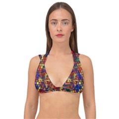 Zig Zag Pattern Geometric Design Double Strap Halter Bikini Top by Ndabl3x