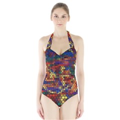 Flower Retro Funky Psychedelic Halter Swimsuit by Ndabl3x