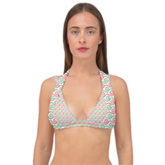 Pattern Flowers Geometric Double Strap Halter Bikini Top by Ndabl3x