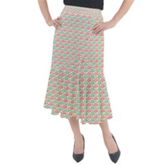 Background Pattern Leaves Texture Midi Mermaid Skirt by Ndabl3x