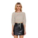 Background Pattern Leaves Texture Mid Sleeve Drawstring Hem Top View1