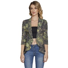 Pattern Seamless Antique Luxury Women s 3/4 Sleeve Ruffle Edge Open Front Jacket by Ndabl3x