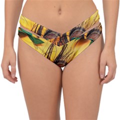 City Light Sky Landmark Painting Double Strap Halter Bikini Bottoms by Cemarart