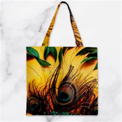 City Lights Sky Landmark Painting Zipper Grocery Tote Bag by Cemarart