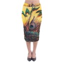 Peacock Feather Native Velvet Midi Pencil Skirt View1