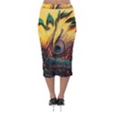 Peacock Feather Native Velvet Midi Pencil Skirt View2