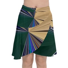 Colorful Centroid Line Stroke Chiffon Wrap Front Skirt by Cemarart