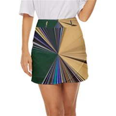 Colorful Centroid Line Stroke Mini Front Wrap Skirt by Cemarart