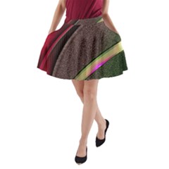 Texture Abstract Curve  Pattern Red A-line Pocket Skirt by Proyonanggan