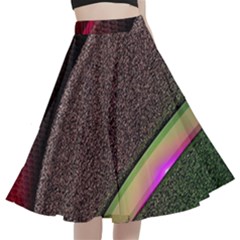 Circle Colorful Shine Line Pattern Geometric A-line Full Circle Midi Skirt With Pocket by Proyonanggan