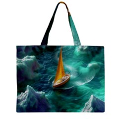Moon Moonlit Forest Fantasy Midnight Zipper Mini Tote Bag by Cemarart