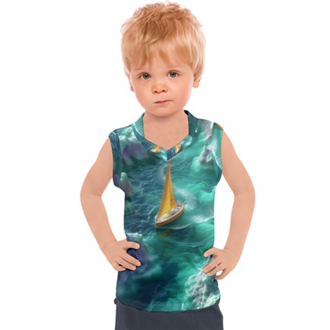 Silk Waves Abstract Kids  Sport Tank Top by Cemarart