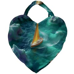 Countryside Landscape Nature Giant Heart Shaped Tote by Cemarart