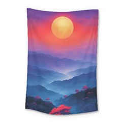 Valley Night Mountains Small Tapestry by Cemarart