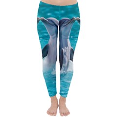 Dolphins Sea Ocean Classic Winter Leggings by Cemarart