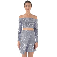 Authentic Aboriginal Art - Farm-lands3 Off Shoulder Top With Skirt Set by hogartharts
