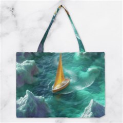 Seascape Boat Sailing Medium Tote Bag by Cemarart