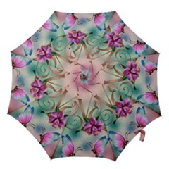 Love Amour Butterfly Colors Flowers Text Hook Handle Umbrellas (medium) by Grandong