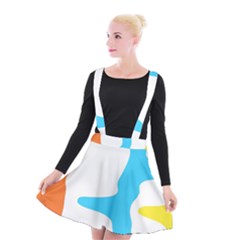 Warp Lines Colorful Multicolor Suspender Skater Skirt by Cemarart