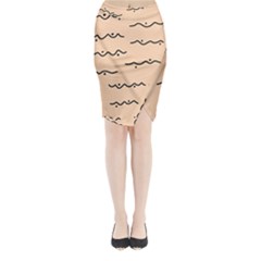 Lines Dots Pattern Abstract Midi Wrap Pencil Skirt by Cemarart