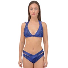 Texture Multicolour Ink Dip Flare Double Strap Halter Bikini Set by Cemarart