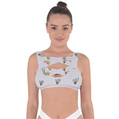 Pattern Leaves Daisies Print Bandaged Up Bikini Top by Cemarart