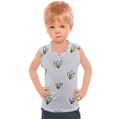 Pattern Leaves Daisies Print Kids  Sport Tank Top by Cemarart