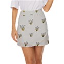 Pattern Leaves Daisies Print Mini Front Wrap Skirt View1
